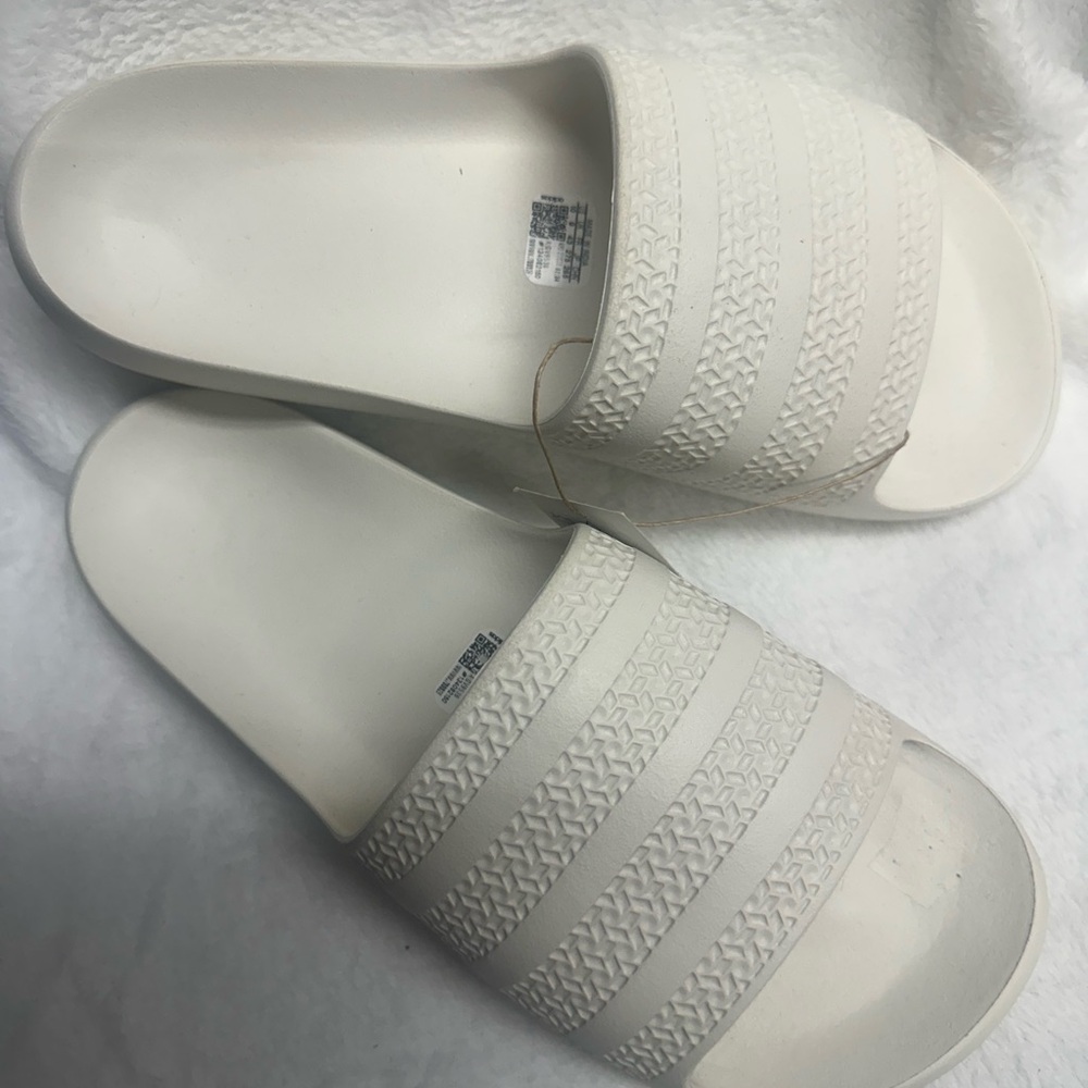 adidas White Slide Sandals